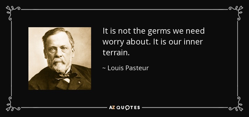 It is not the germs we need worry about. It is our inner terrain - Pasteur